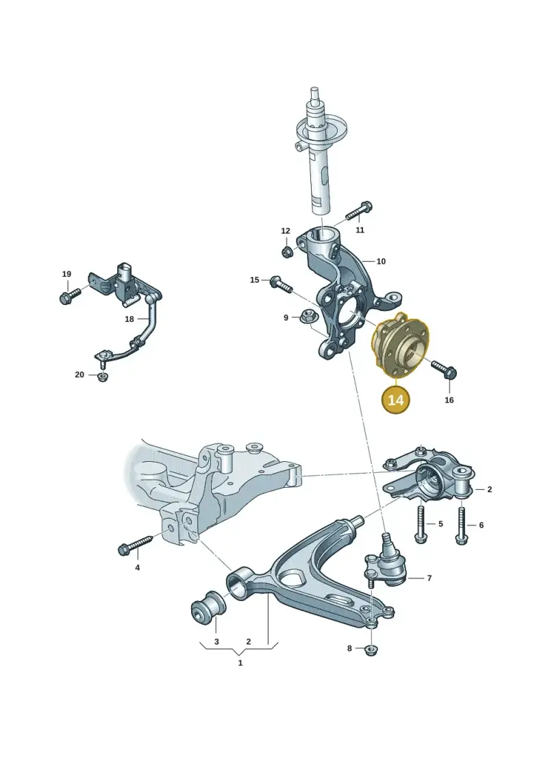 3QF598625 — Volkswagen Atlas Cross Sport (2019-2023) diagram 3cm407000, position 14