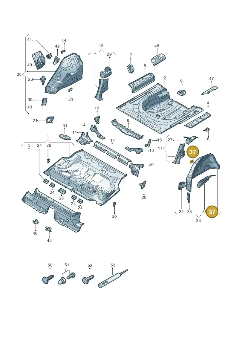3V0804299 — Volkswagen Passat estate (2023-) diagram 3j0803350, position 37