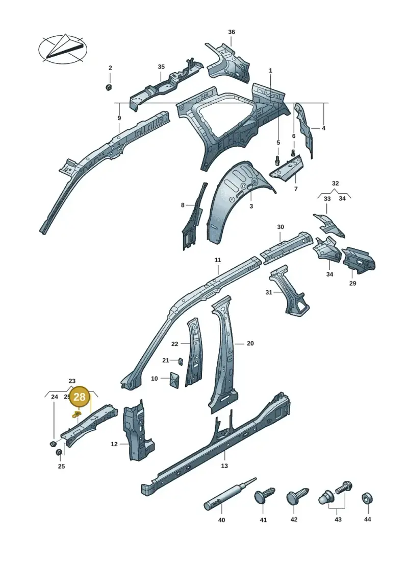 3V0823401 — Volkswagen Passat estate (2023-) diagram 3j0809000, position 28