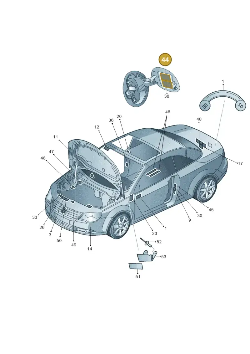 3W8010376C — Volkswagen EOS 2.0 (2008-2010) diagram 482010000, position 44