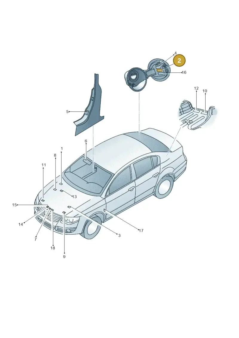 3W8010376C — Volkswagen Jetta (2008-2011) diagram 665010000, position 2