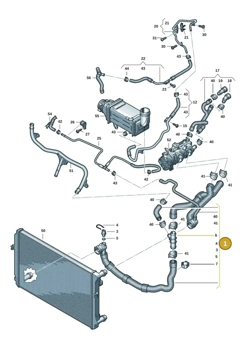 3WA121049G — Volkswagen Golf 2.0 BlueMotion (2019-2024) diagram 803121164, position 1