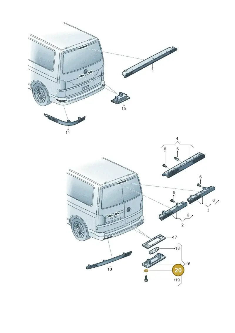 411945279 — Volkswagen Caravelle (2015-2019) diagram 861945200, position 20