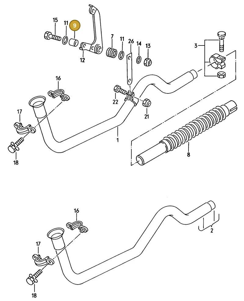 431253205B — Volkswagen Jetta (1989-1991) diagram 077071000, position 9
