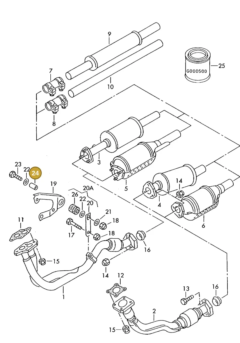 431253205B — Volkswagen Golf/Ecomatic          95 (1994-1995) diagram 121253550, position 24