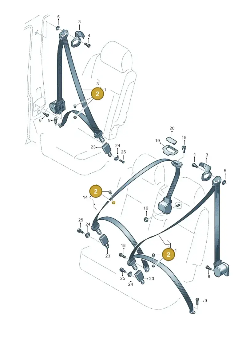 443857847A — Volkswagen Caddy kombi (2015-2020) diagram 866857700, position 2