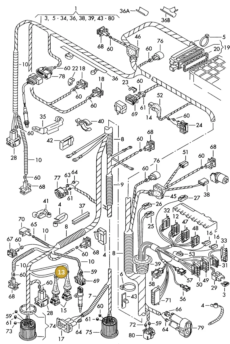 443906102B — Volkswagen GOLF CABRIO (2002-2002) diagram 159971460, position 13