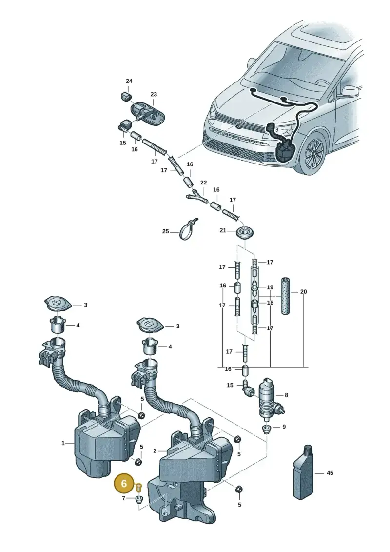 444955647 — Volkswagen Caddy Maxi Kombi (2020-2024) diagram 2ka955010, position 6