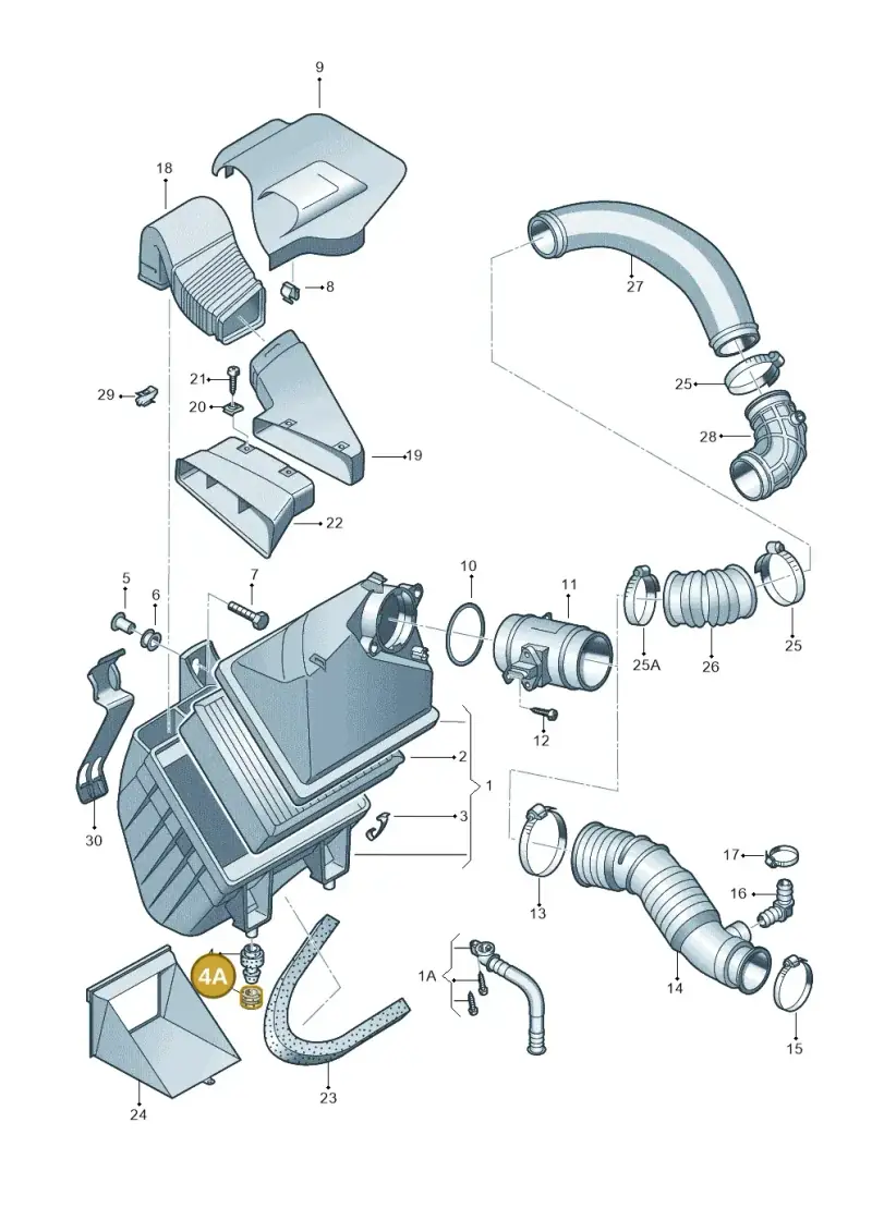 4A0129697 — Volkswagen Passat/4Motion/W8 (2000-2002) diagram 260129400, position 4A