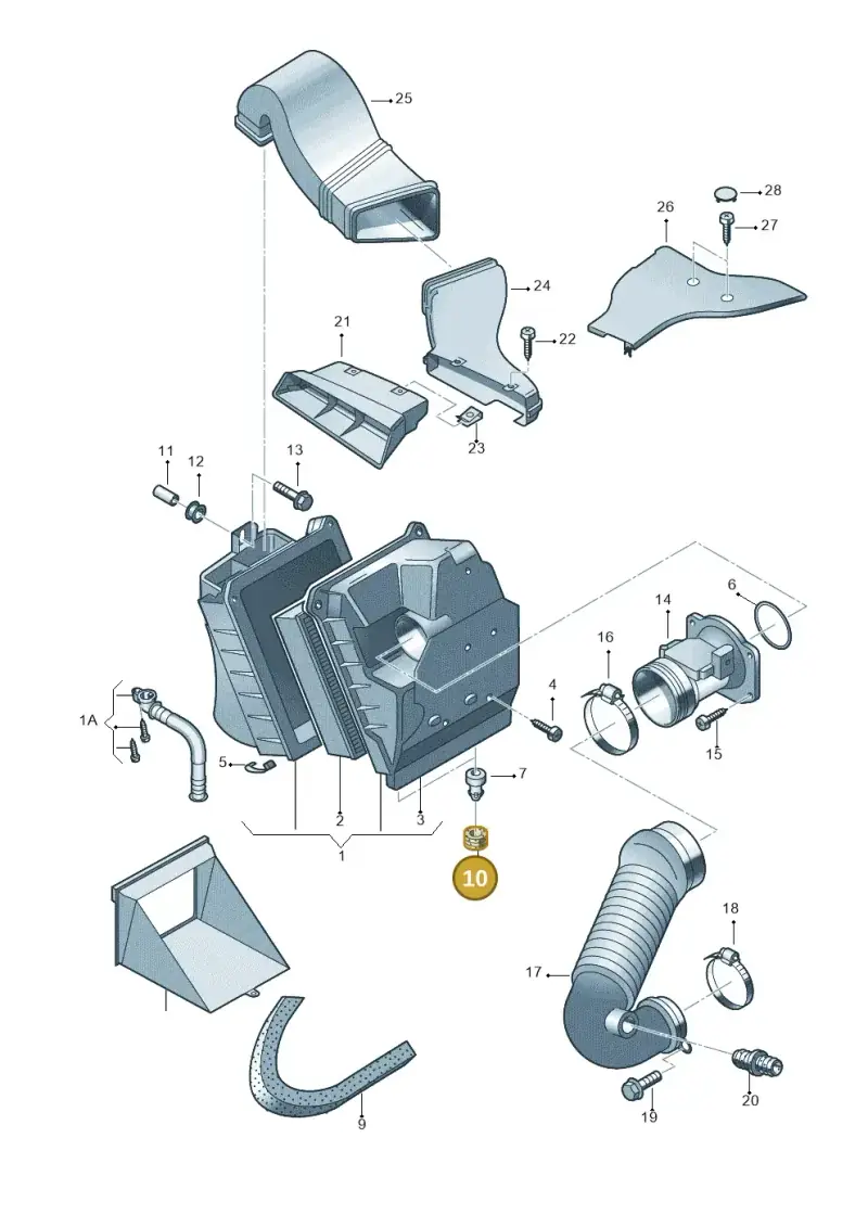 4A0129697 — Volkswagen PASSAT/4MOTION/W8 (2002-2005) diagram 264129200, position 10