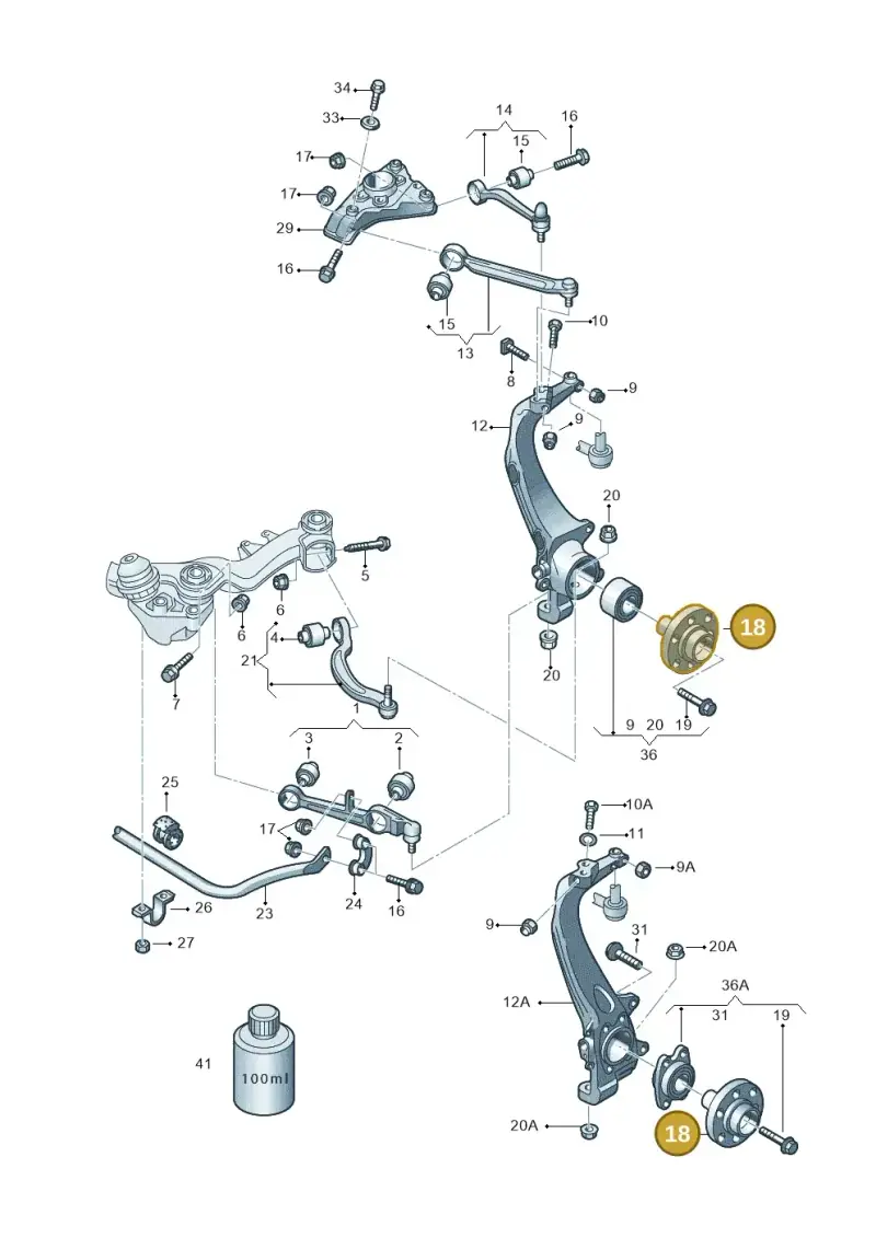 4A0407615G — Volkswagen PASSAT/4MOTION/W8 (2002-2005) diagram 195407000, position 18