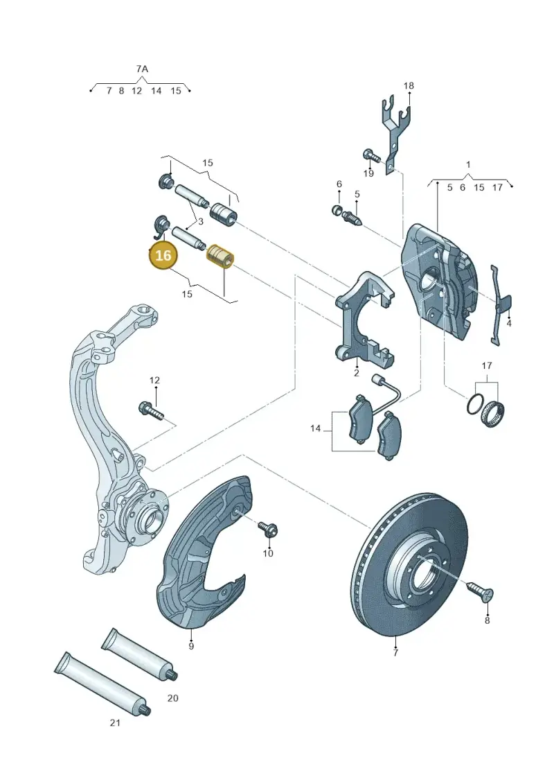 4A0615134A — Volkswagen EOS-Cabriolet-Coupe (2006-) diagram 454615450, position 16