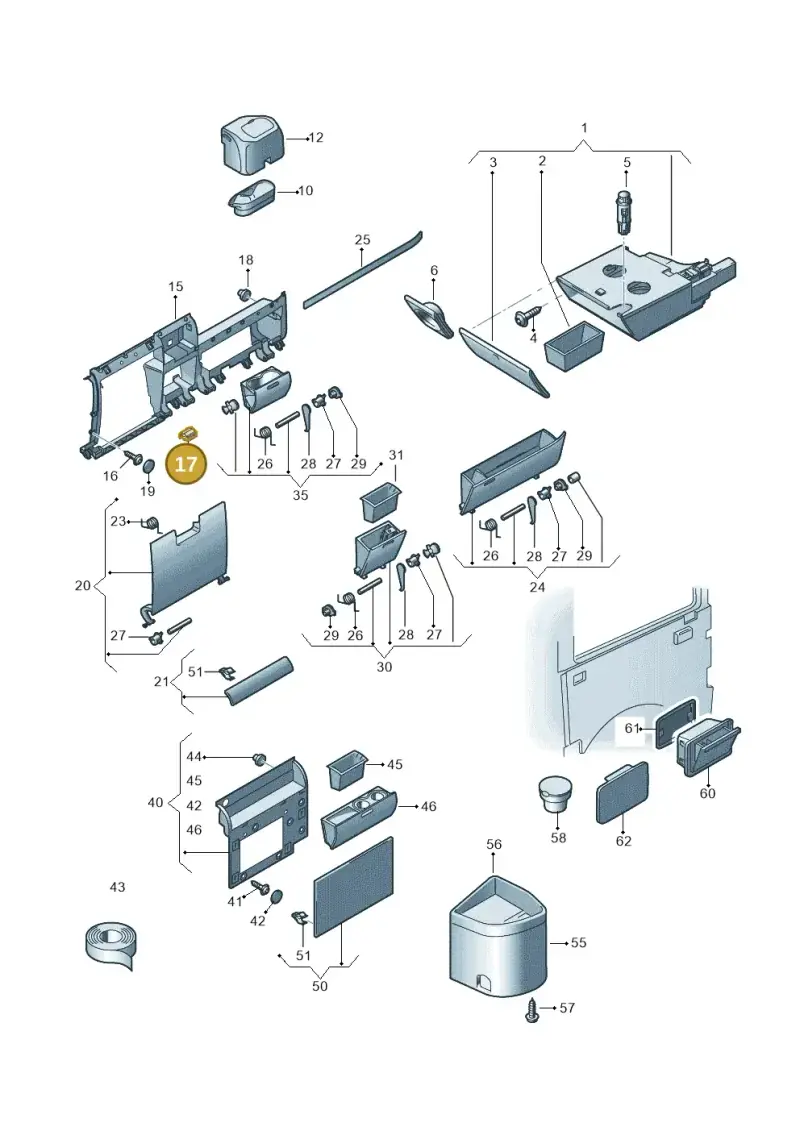 4A0853107 — Volkswagen Caravelle (2015-2019) diagram 410857300, position 17