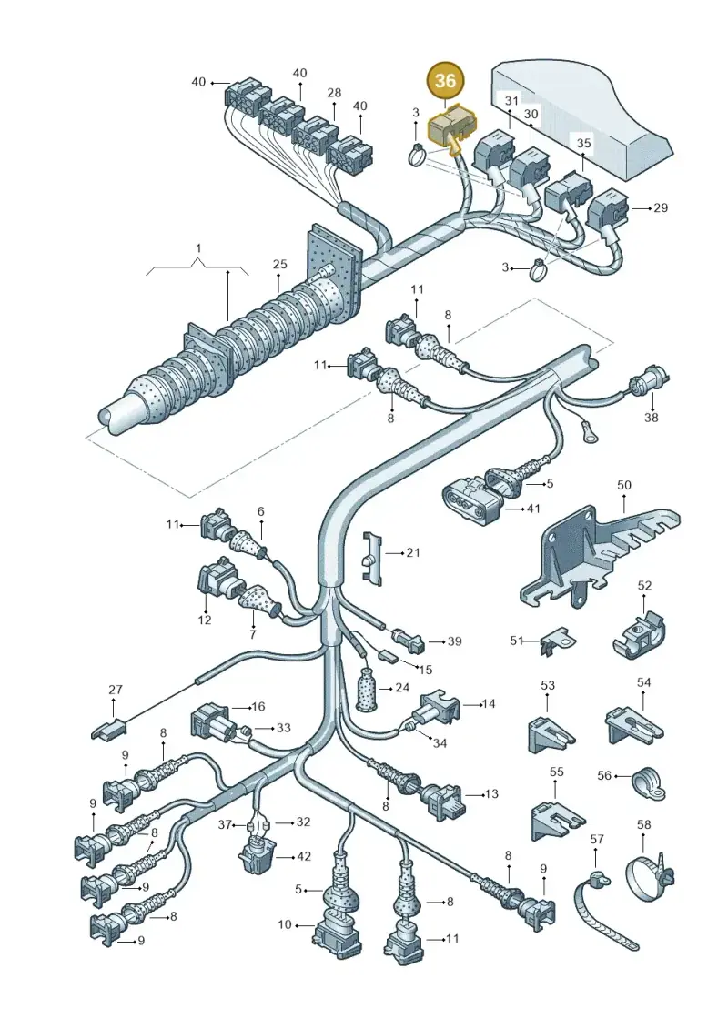 4A0972805C — Volkswagen PASSAT/4MOTION/W8 (2002-2005) diagram 156971100, position 36