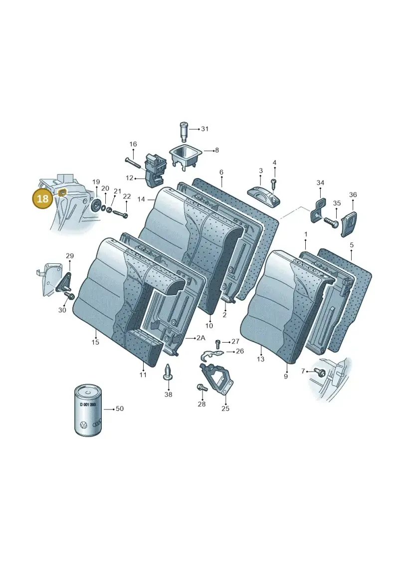 4A9809237A — Volkswagen PASSAT/4MOTION/W8 (2002-2005) diagram 195885700, position 18