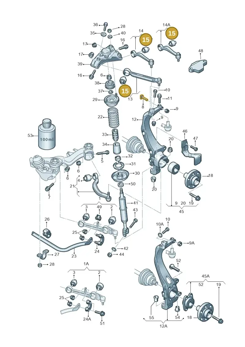 4B0407515 — Volkswagen PASSAT                 00> (2000-) diagram 156407100, position 15