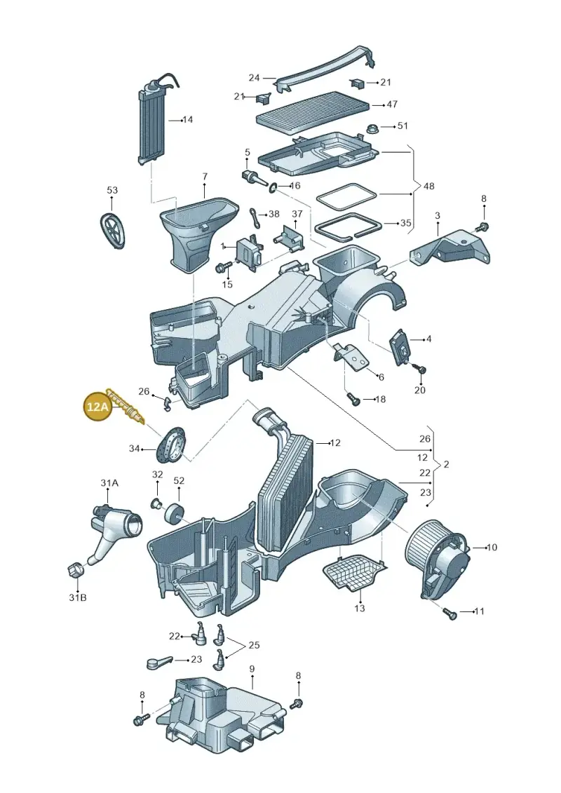 4B0820177A — Volkswagen 3B0 platform diagram 195820100, position 12A