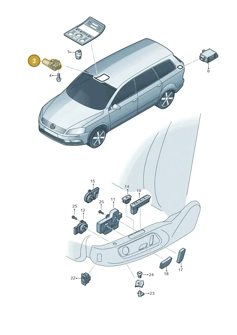 4B0959591K — Volkswagen Passat saloon (2010-2015) diagram 702959050, position 3