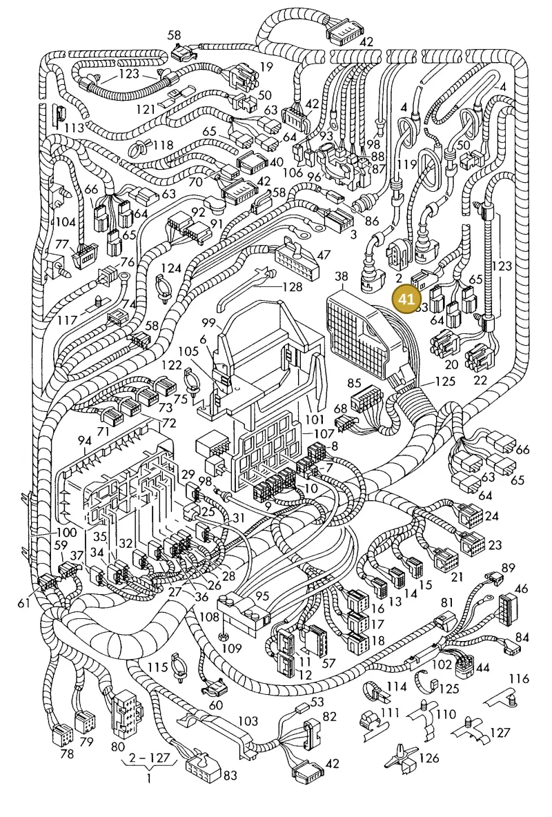 4B0971636 — Volkswagen Polo (2008-2009) diagram 225971850, position 41
