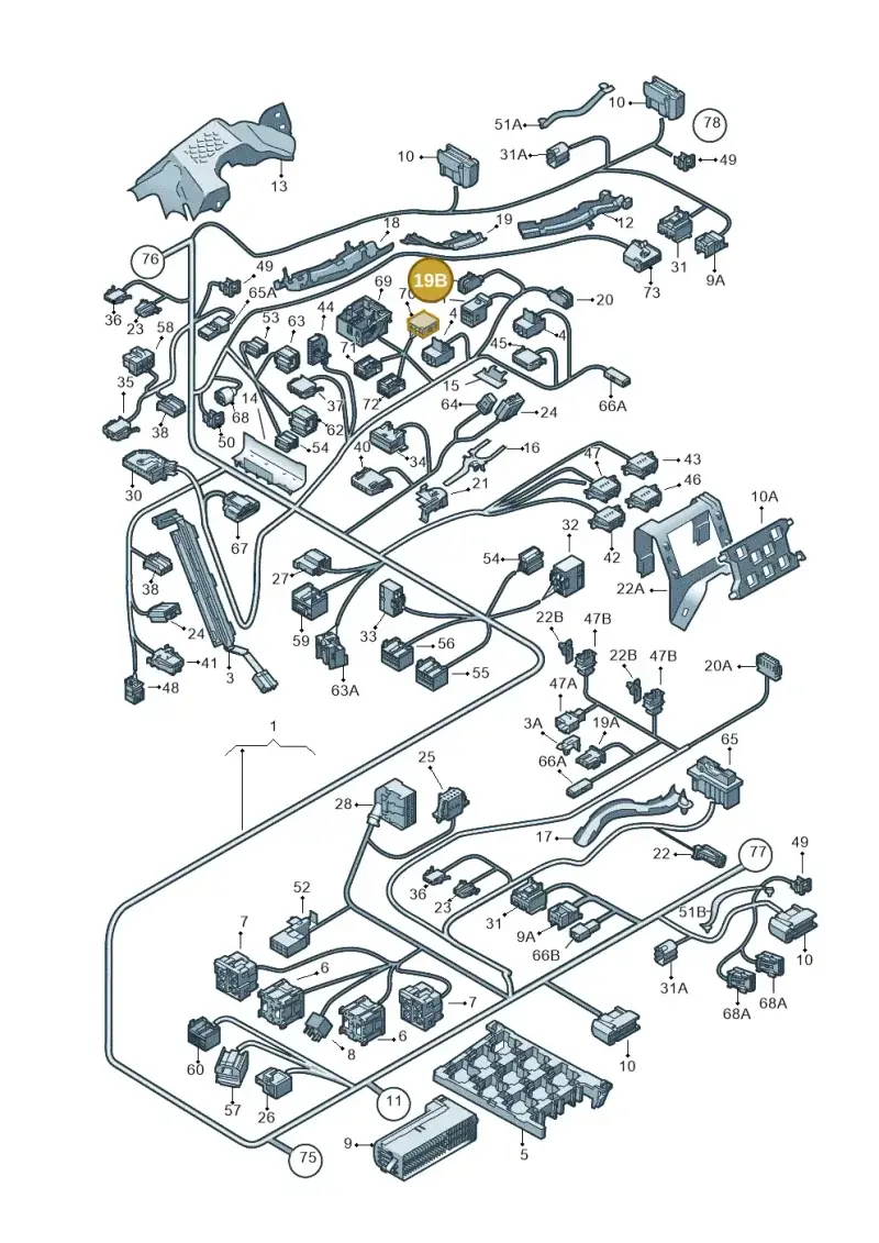 4B0971636 — Volkswagen Touran 2.0 (2010-2015) diagram 409971820, position 19B