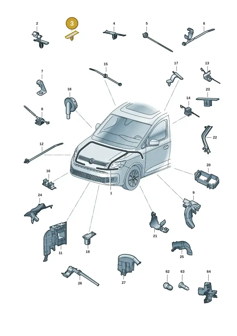 4B0971848 — Volkswagen Caddy Maxi Kombi (2020-2024) diagram 2ka971081, position 3