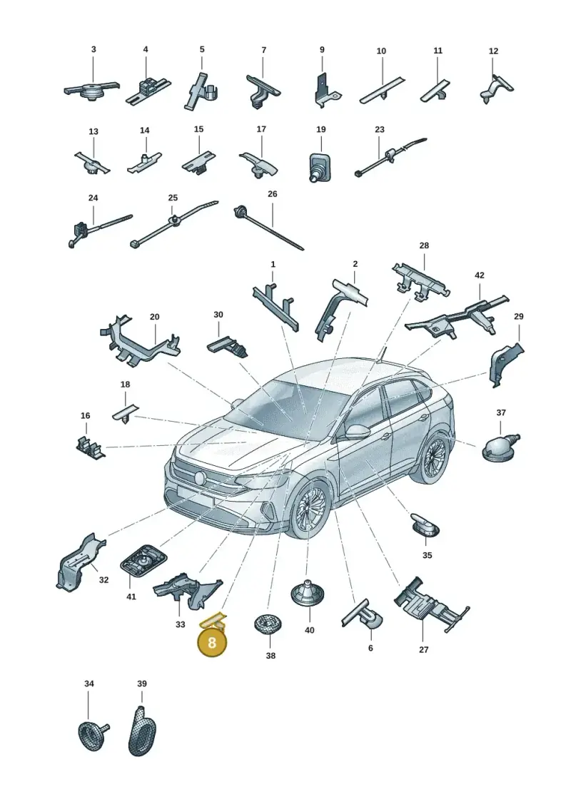 4B0971848K — Volkswagen Taigo (2021-2024) diagram 2f0971083, position 8