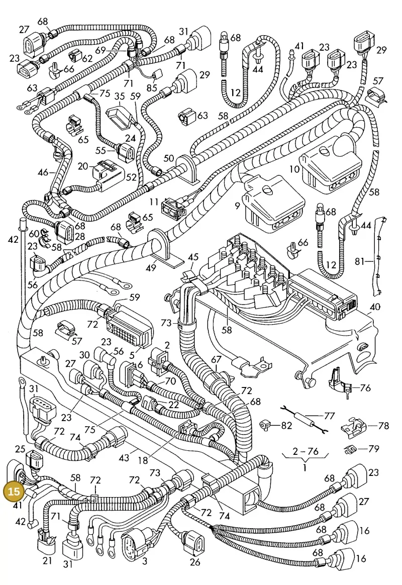 4B0971955 — Volkswagen FOX                  M.05> (2005-) diagram 225971800, position 15