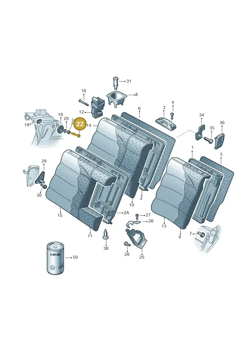 4B9885619C — Volkswagen PASSAT/4MOTION/W8 (2002-2005) diagram 195885700, position 22