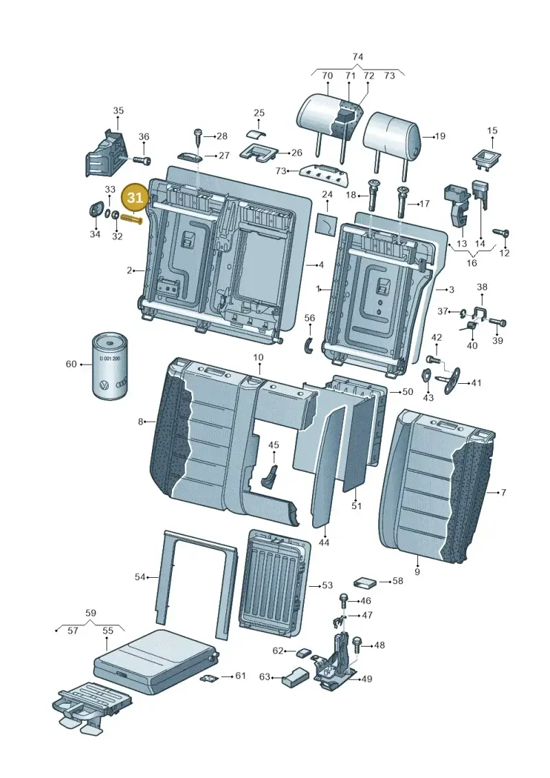 4B9885619C — Volkswagen Touareg (2005-2006) diagram 274885700, position 31