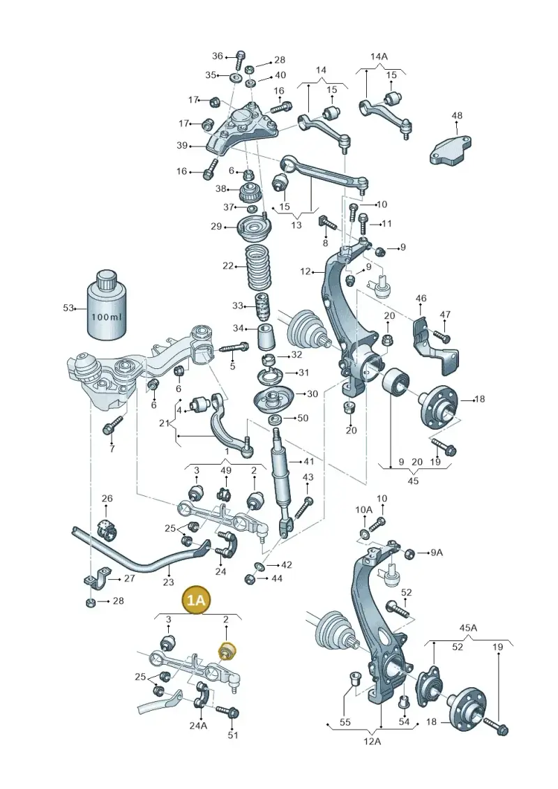 4D0407151P — Volkswagen PASSAT                 00> (2000-) diagram 156407100, position 1A