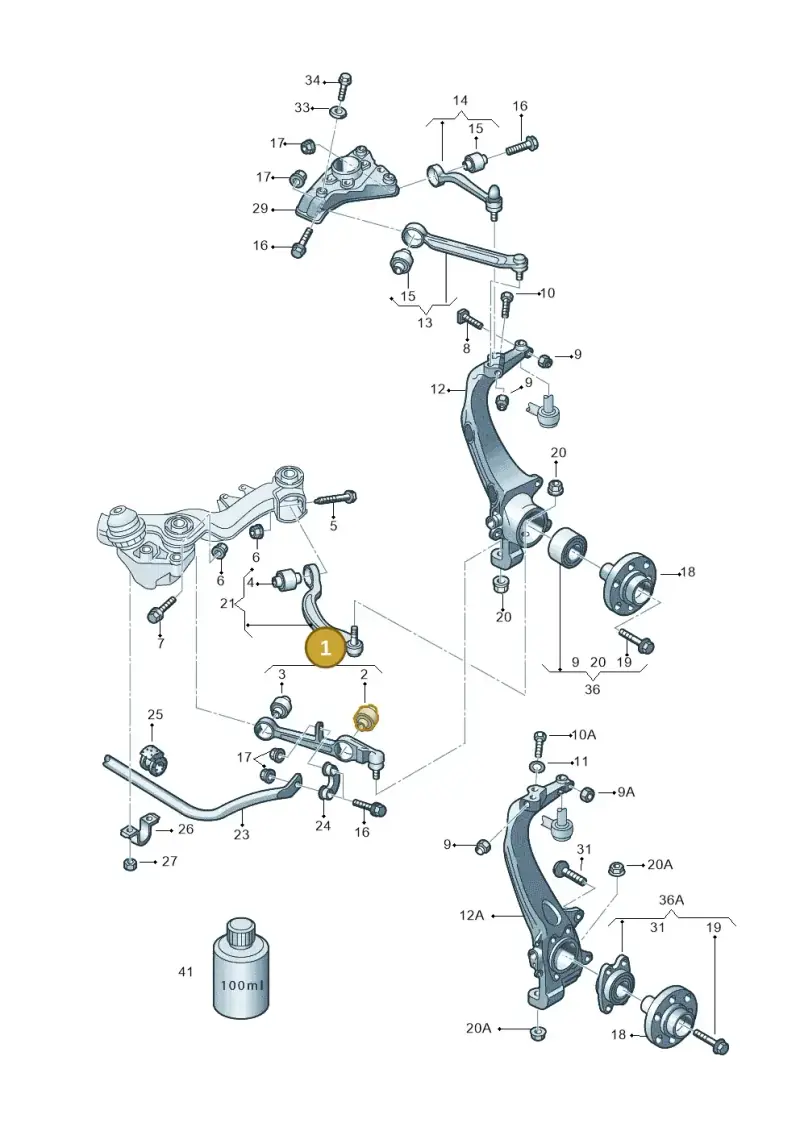 4D0407151P — Volkswagen PASSAT/4MOTION/W8 (2002-2005) diagram 195407000, position 1