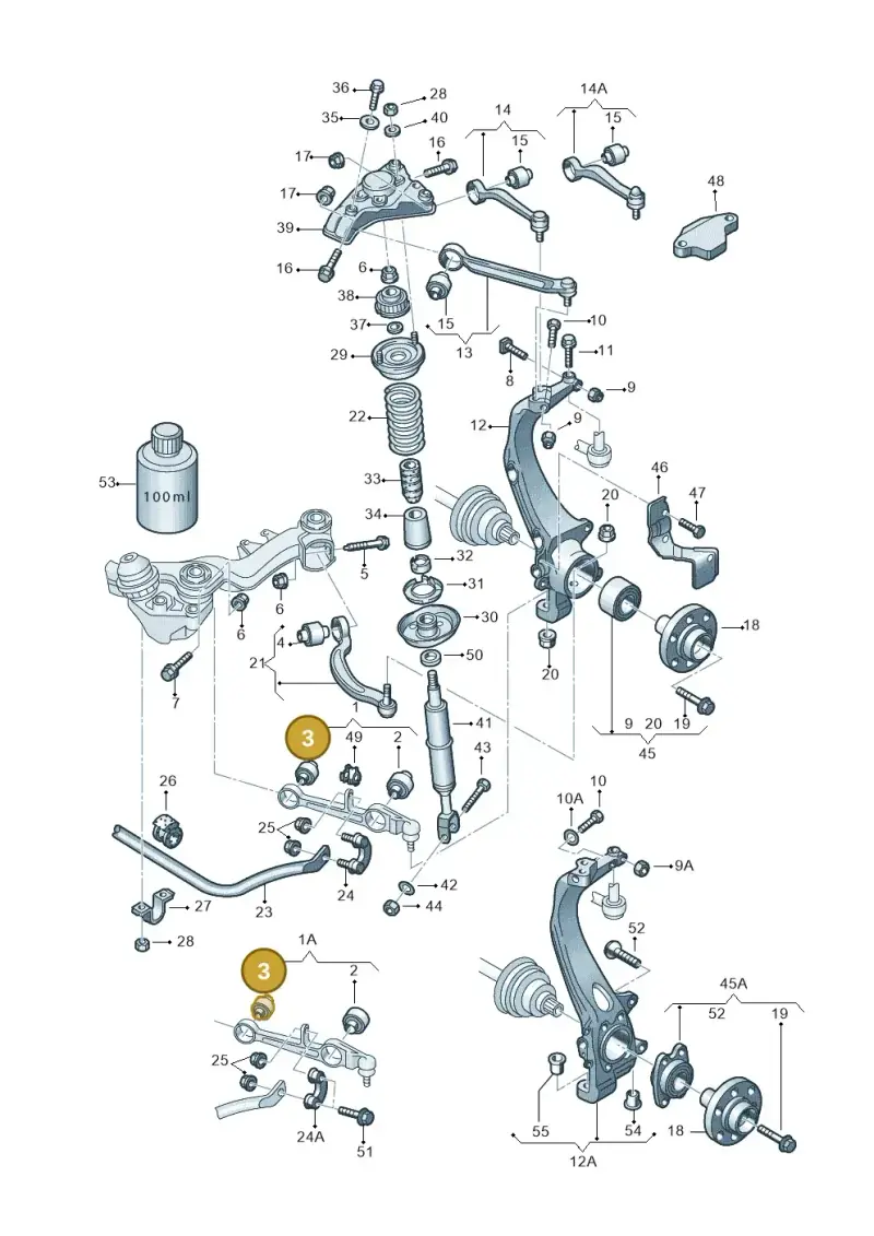 4D0407182G — Volkswagen PASSAT                 00> (2000-) diagram 156407100, position 3