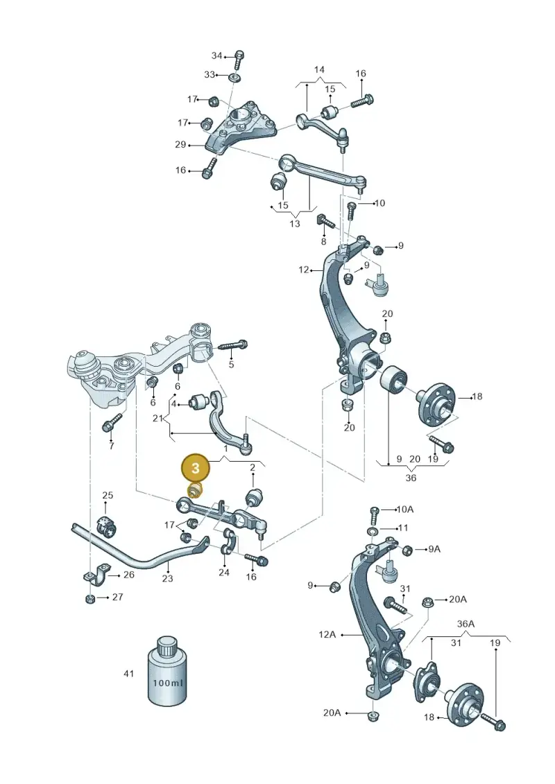 4D0407182G — Volkswagen PASSAT/4MOTION/W8 (2002-2005) diagram 195407000, position 3