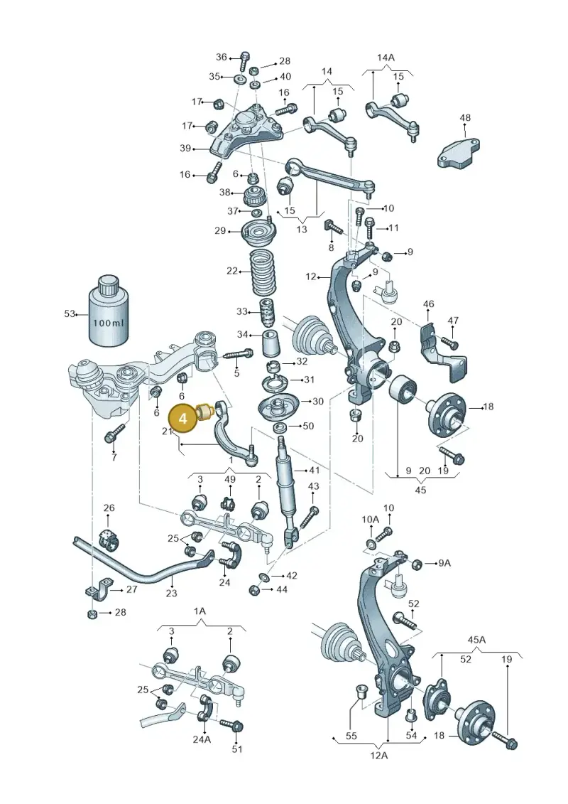 4D0407183AC — Volkswagen PASSAT                 00> (2000-) diagram 156407100, position 4