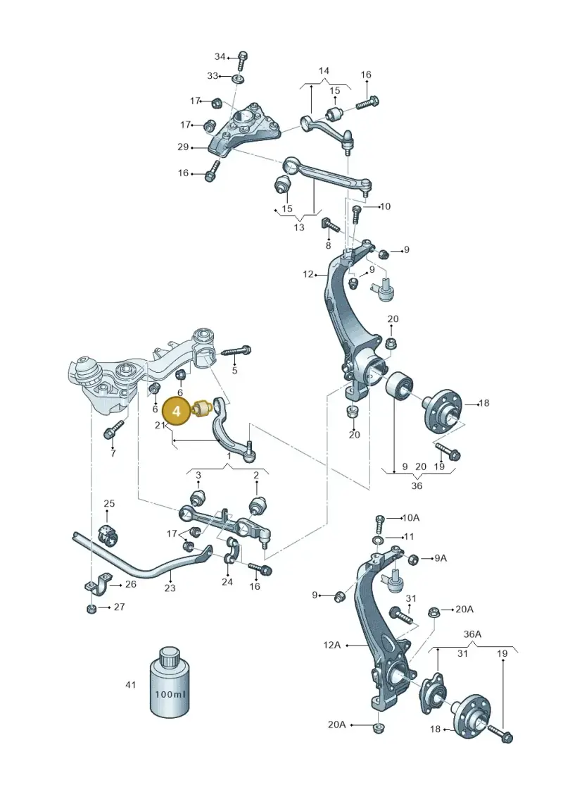 4D0407183AC — Volkswagen PASSAT/4MOTION/W8 (2002-2005) diagram 195407000, position 4