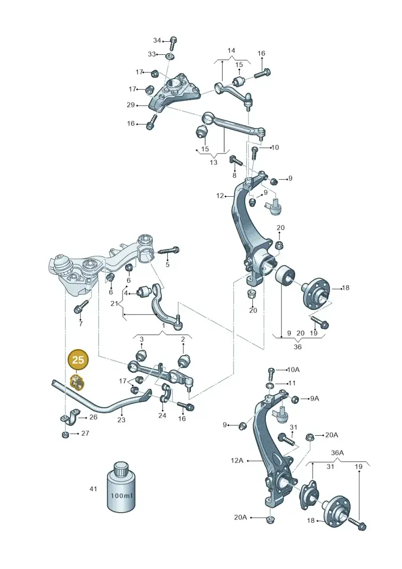 4D0411327H — Volkswagen PASSAT/4MOTION/W8 (2002-2005) diagram 195407000, position 25