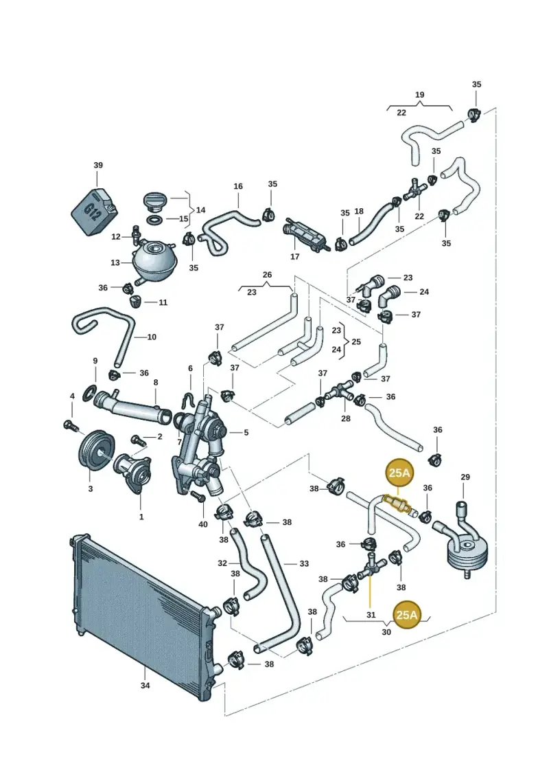 4E0121113 — Volkswagen Jetta (2014-2017) diagram 789121025, position 25A