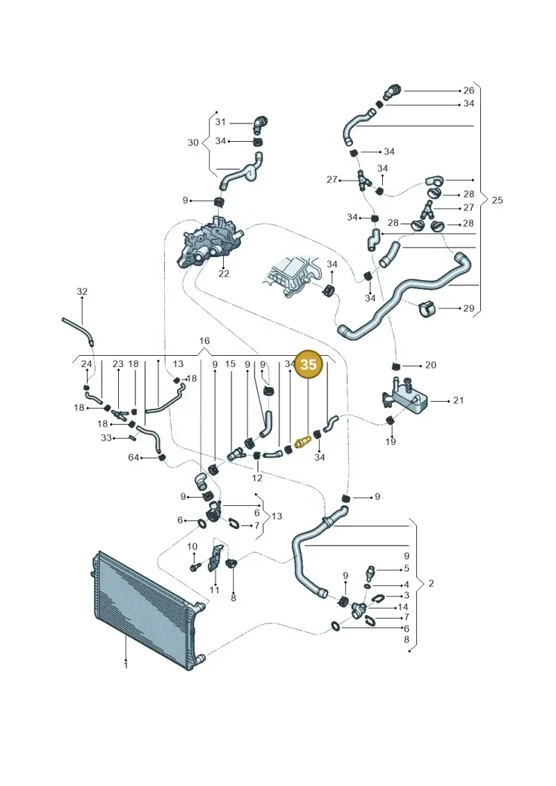 4E0121113 — Volkswagen Golf 1.6 (2015-2019) diagram 867121250, position 35