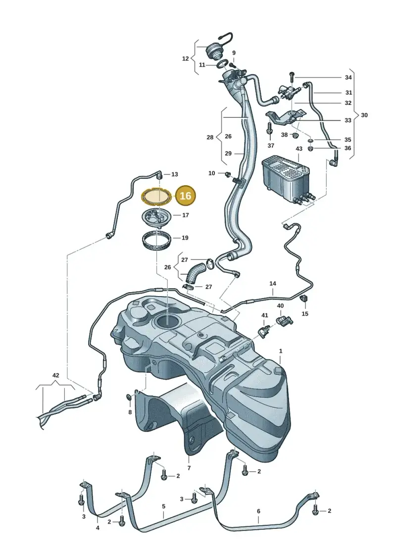 4E0201375 — Volkswagen Touareg (2017-2023) diagram 439201055, position 16