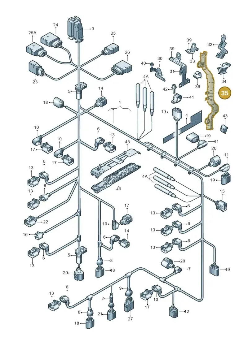 4E0971824AF — Volkswagen Phaeton 4motion (2010-2016) diagram 258971120, position 35