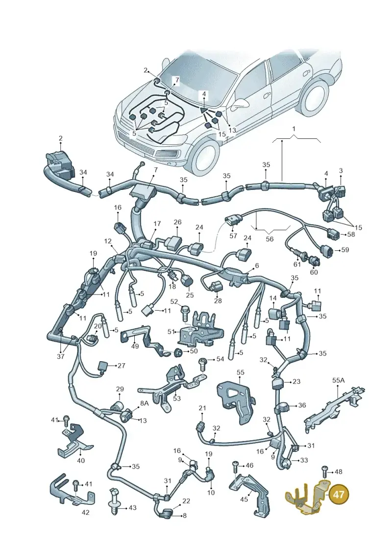 4E0971845AL — Volkswagen Touareg BlueMotion (2014-2018) diagram 693971120, position 47