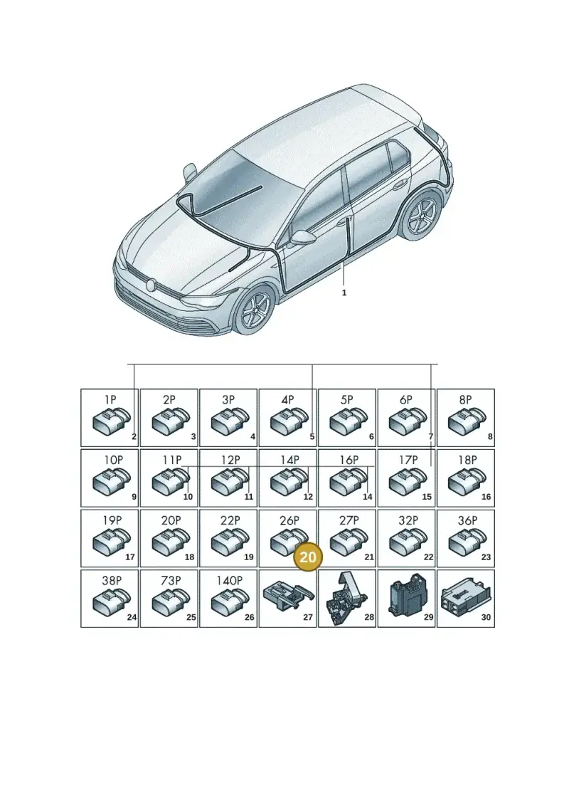 4E0972726 — Volkswagen Golf 2.0 BlueMotion (2019-2024) diagram 5h0971090, position 20