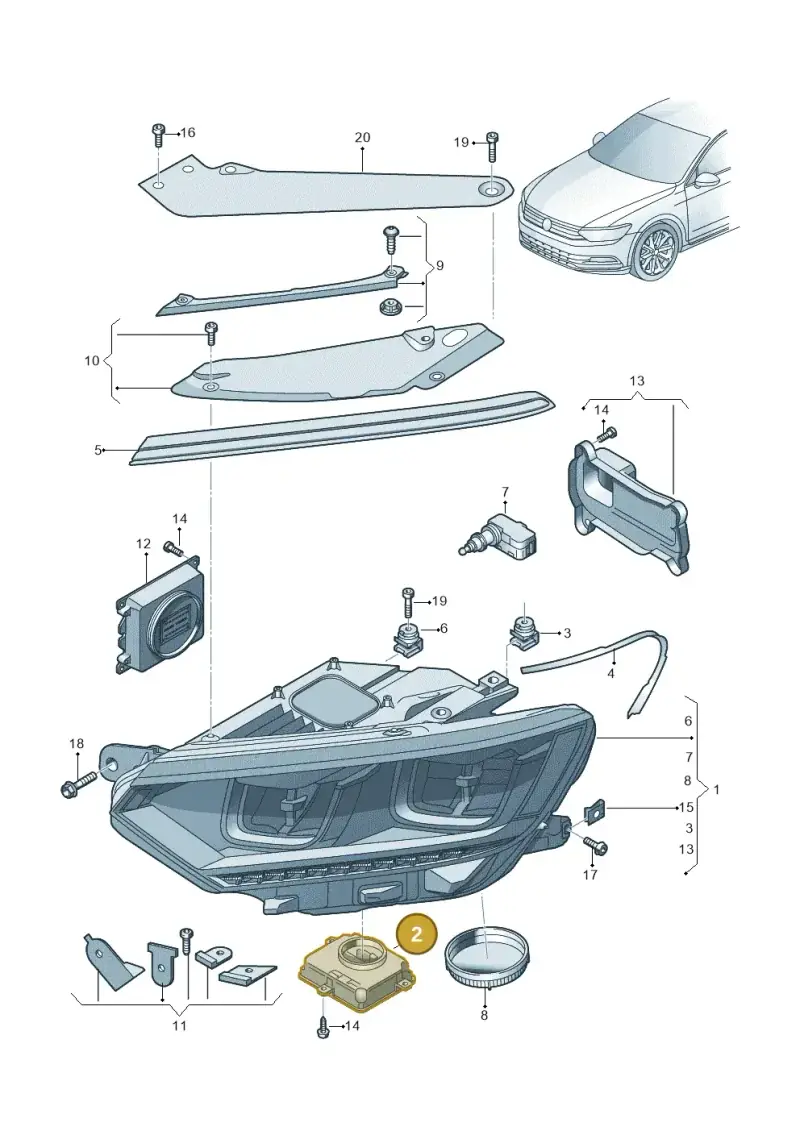 4G0907697F — Volkswagen Passat saloon (2014-2024) diagram 793941011, position 2
