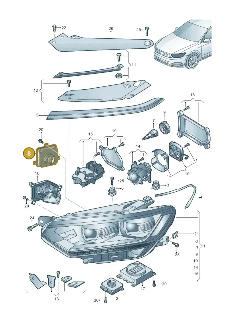 4G0907697F — Volkswagen Passat saloon (2014-2024) diagram 793941210, position 8