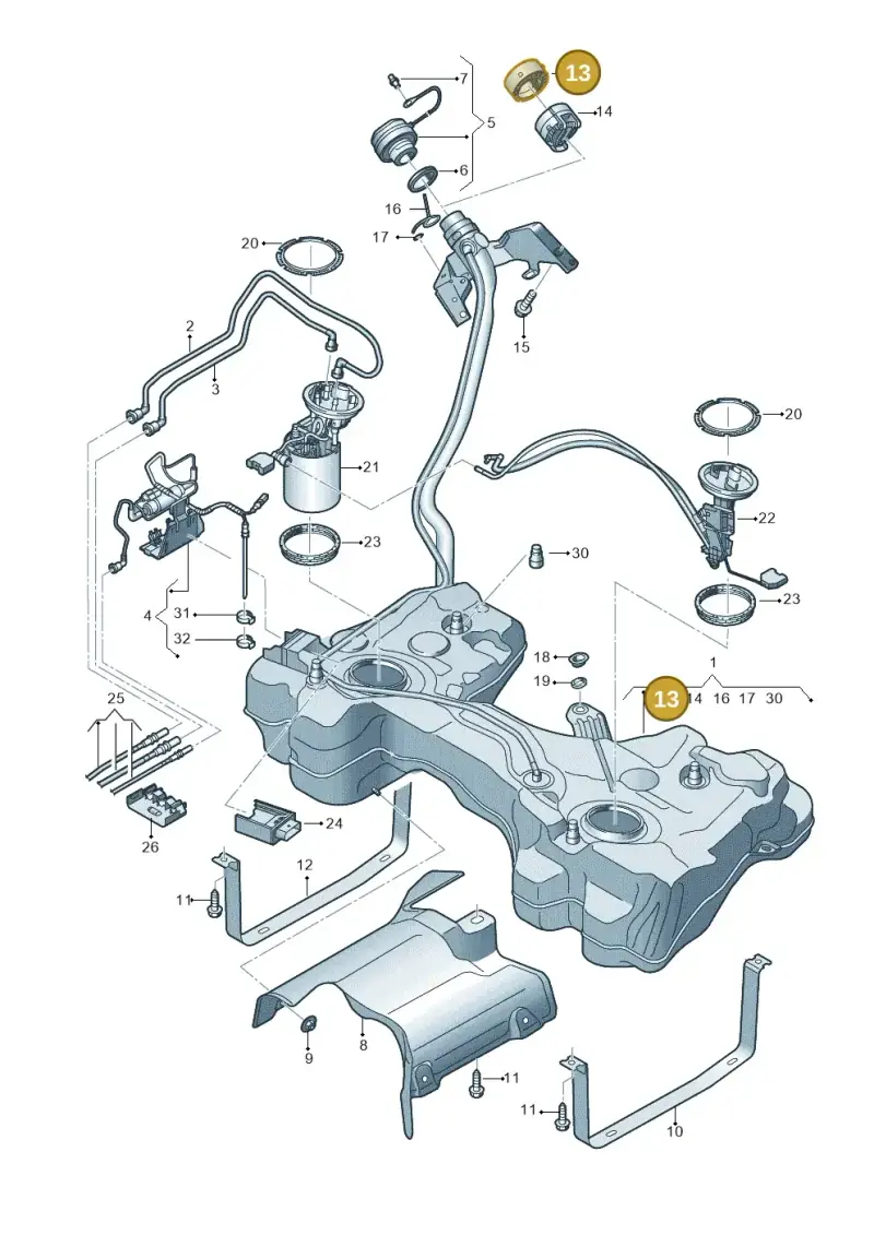 4H0201115A — Volkswagen T-Roc BlueMotion (2017-2024) diagram 813201650, position 13