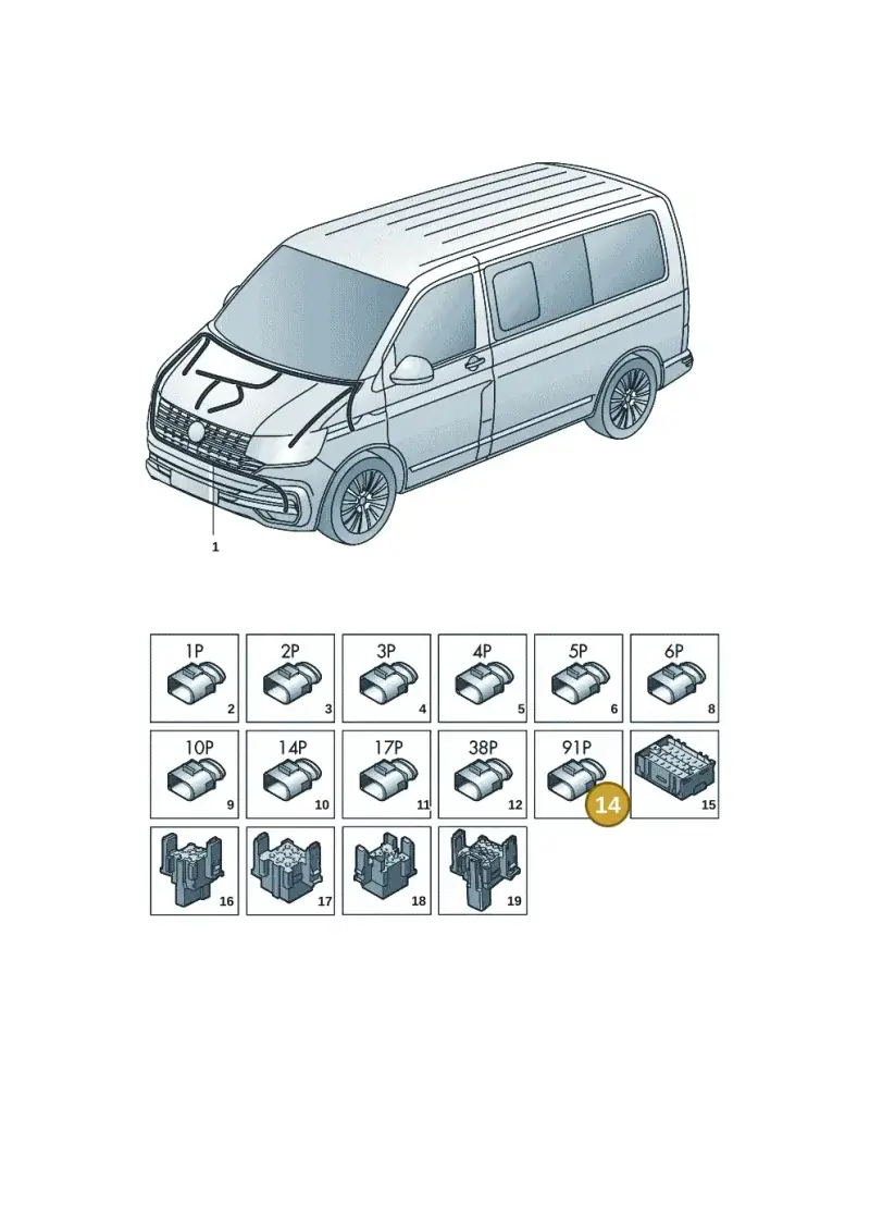 4H0906971 — Volkswagen Transport. multivan (2019-2024) diagram 7em971088, position 14