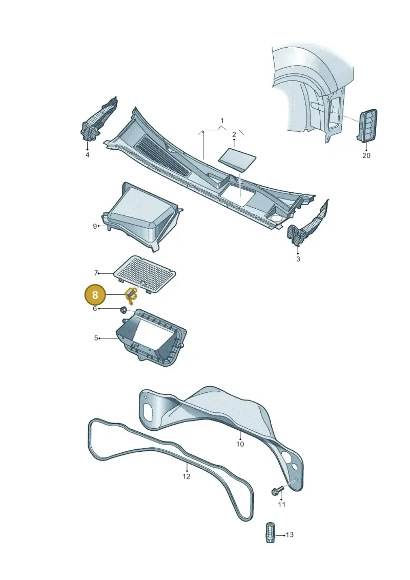 4H0907658A — Volkswagen Touareg (2017-2023) diagram 439819320, position 8