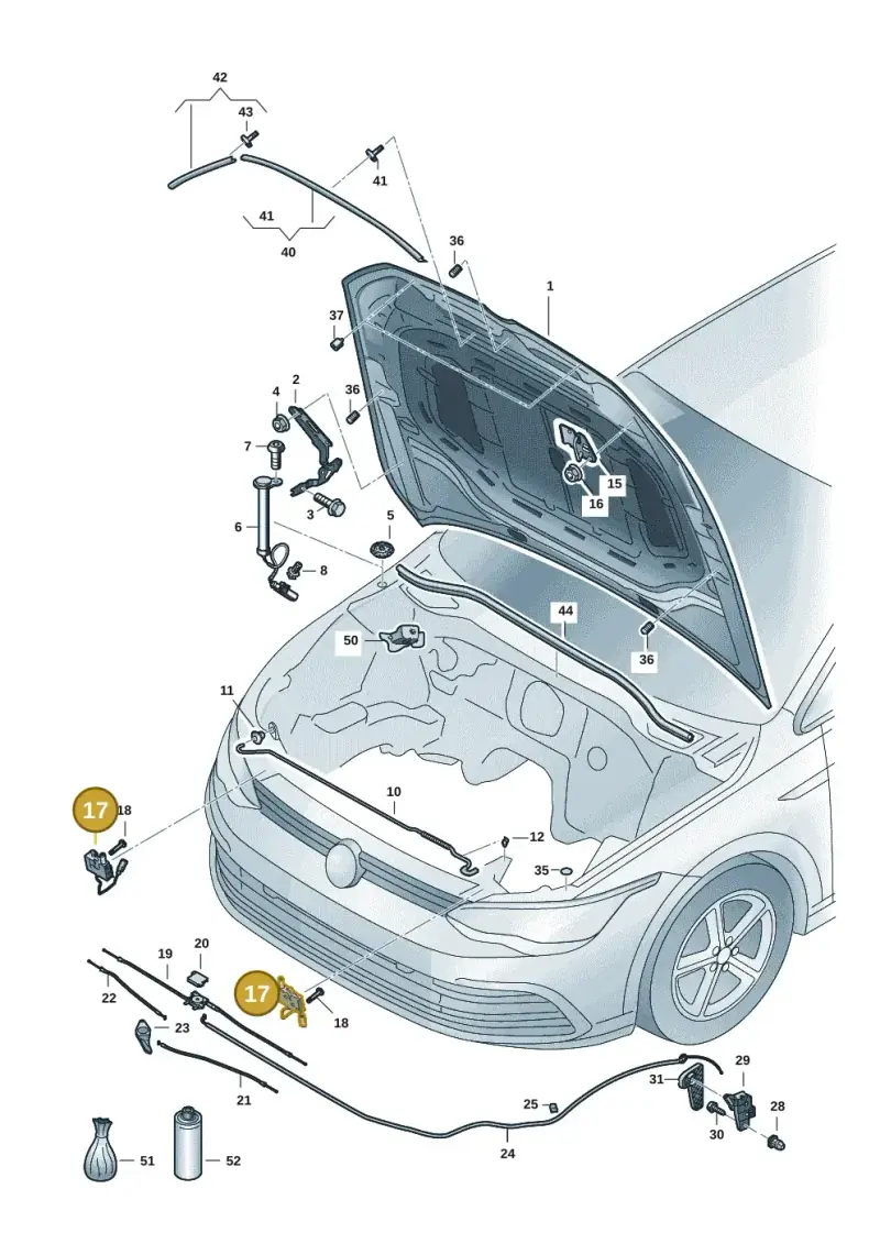 4K0823509A — Volkswagen Golf 2.0 BlueMotion (2019-2024) diagram 5h0823000, position 17
