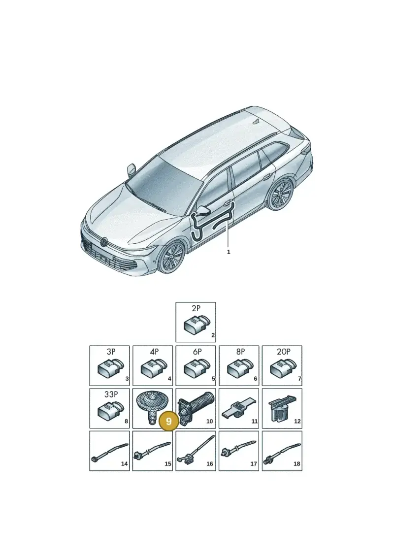 4L0971841 — Volkswagen Passat estate (2023-) diagram 3j0972300, position 9