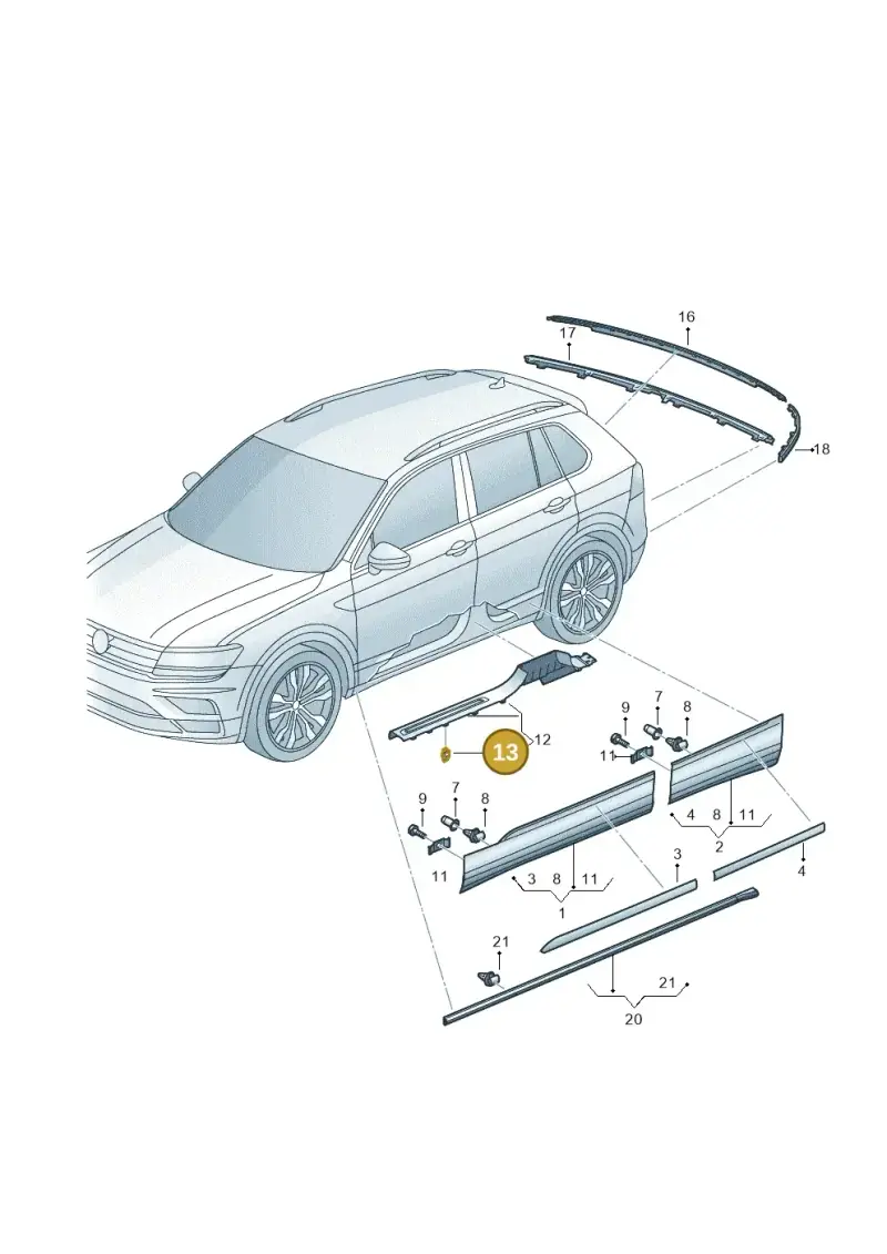 510867276A — Volkswagen Tiguan 2.0 4Motion (2016-2024) diagram 884853100, position 13
